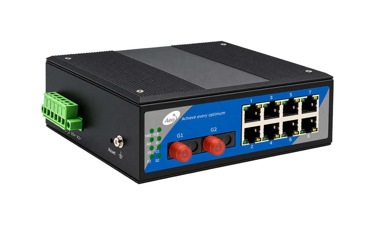 AEO-8818M/POE 接口位置:PoE网口、光纤接口、电源接线端子